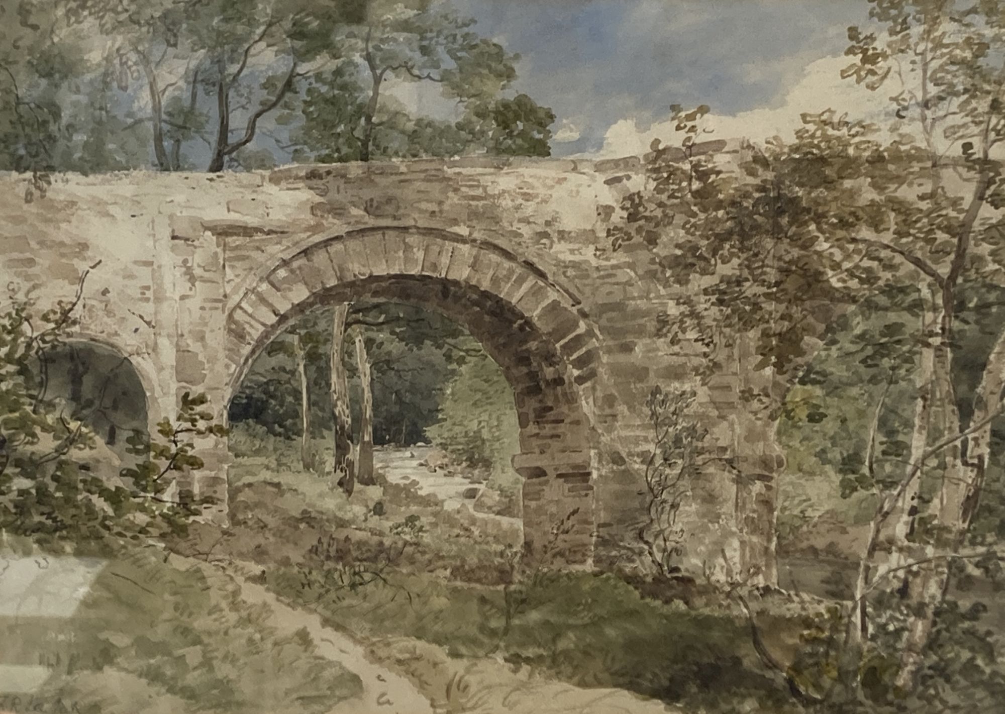 Frederick Richard Lee R.A. (1798-1879), watercolour, Holne Bridge, Devon, signed in pencil, 26 x 37cm